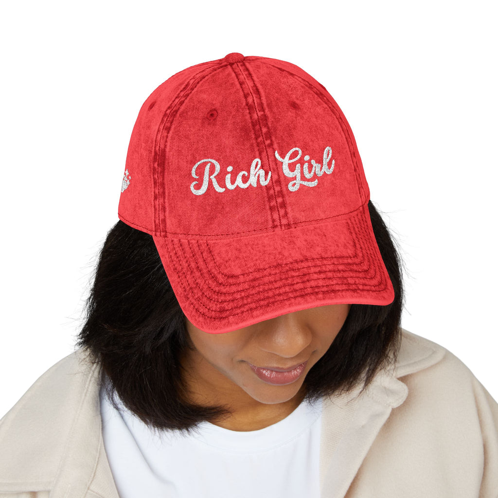 Rich Girl Vintage Cap, Embroidery Adjustable Cap