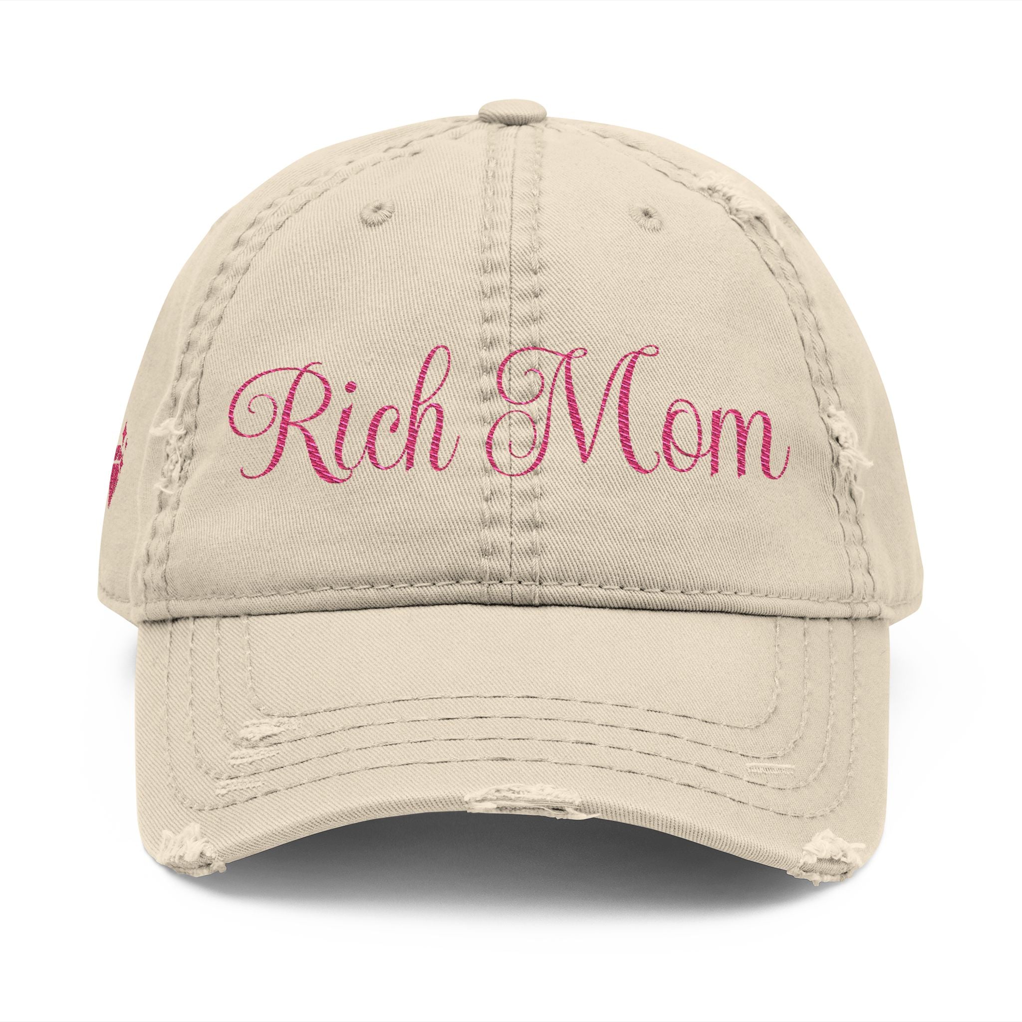 Rich Mom Distressed Embroidery Cap