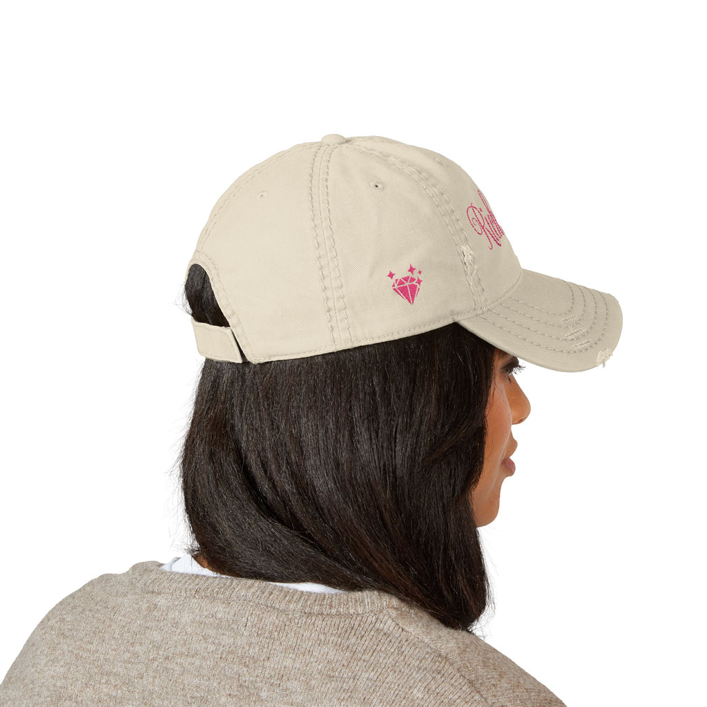 Rich Girl Distressed Embroidery Cap