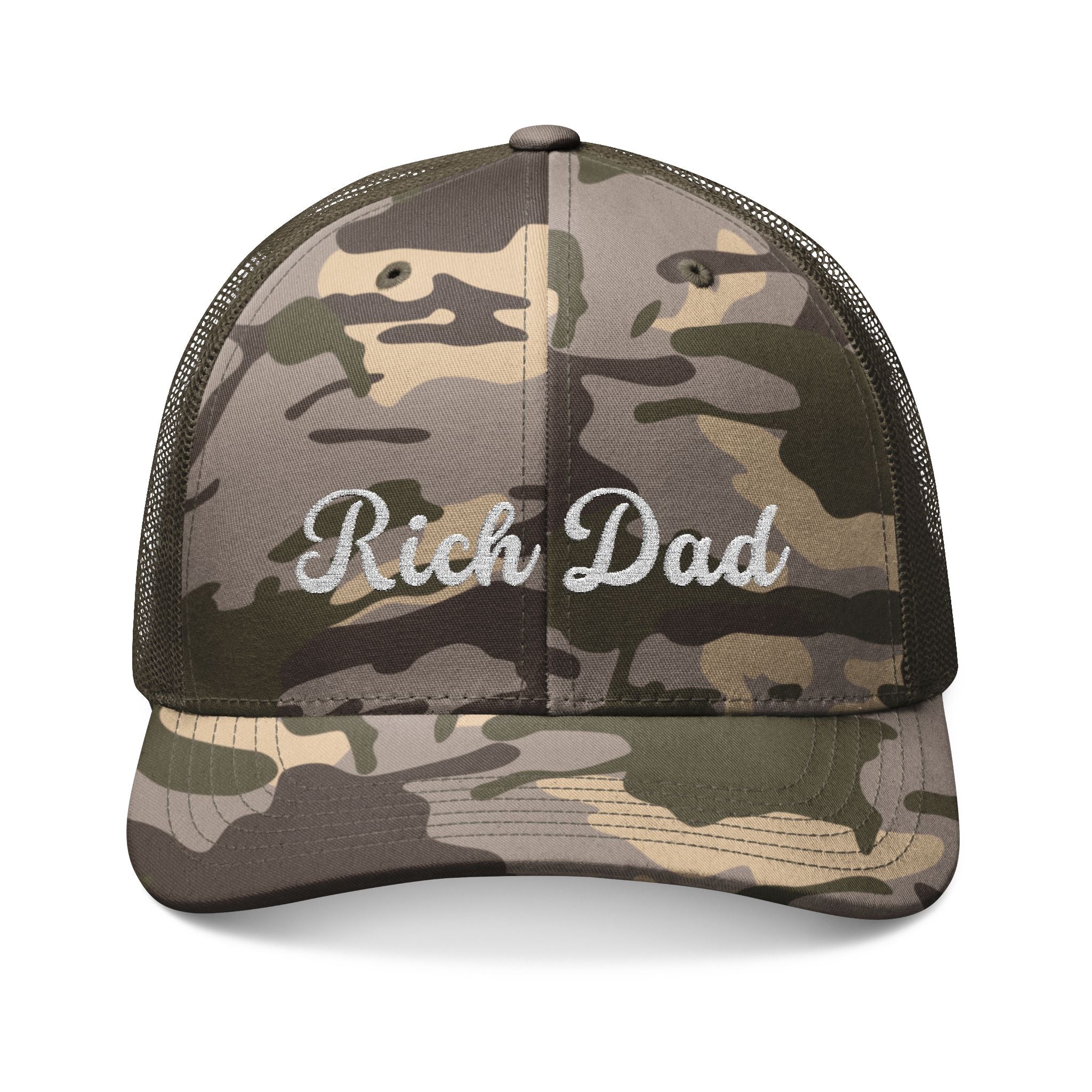 Rich Dad Camouflage Trucker hat, Embroidery Cap