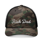 Rich Dad Camouflage Trucker hat, Embroidery Cap
