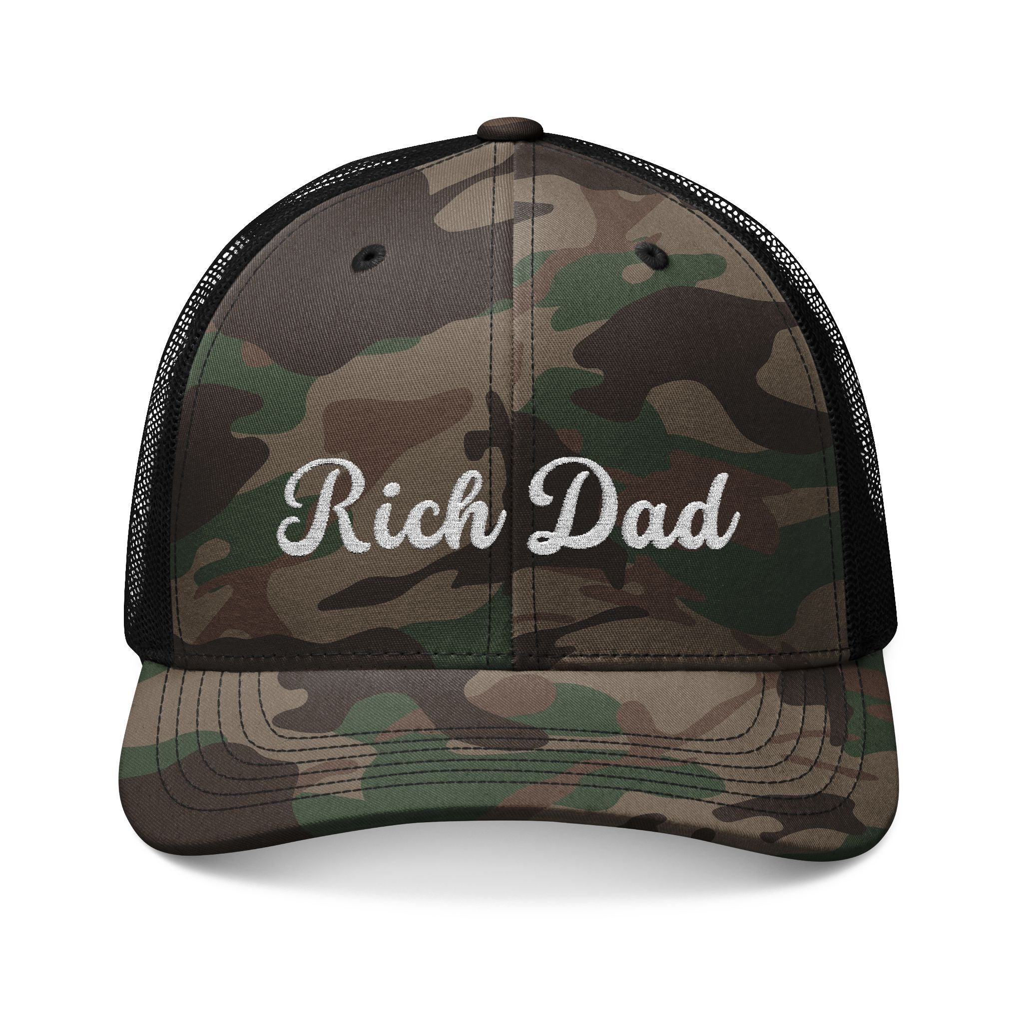 Rich Dad Camouflage Trucker hat, Embroidery Cap