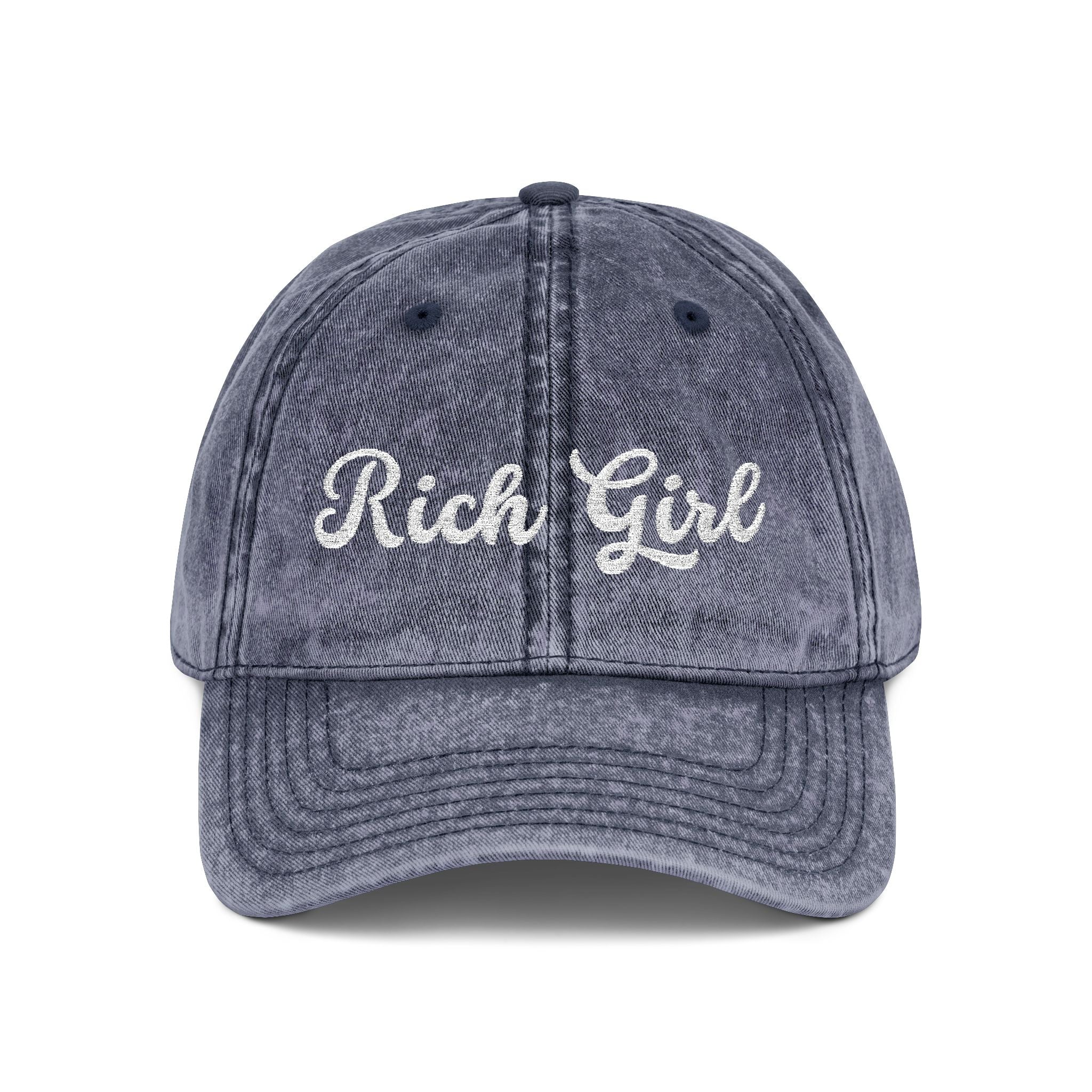Rich Girl Vintage Cap, Embroidery Adjustable Cap