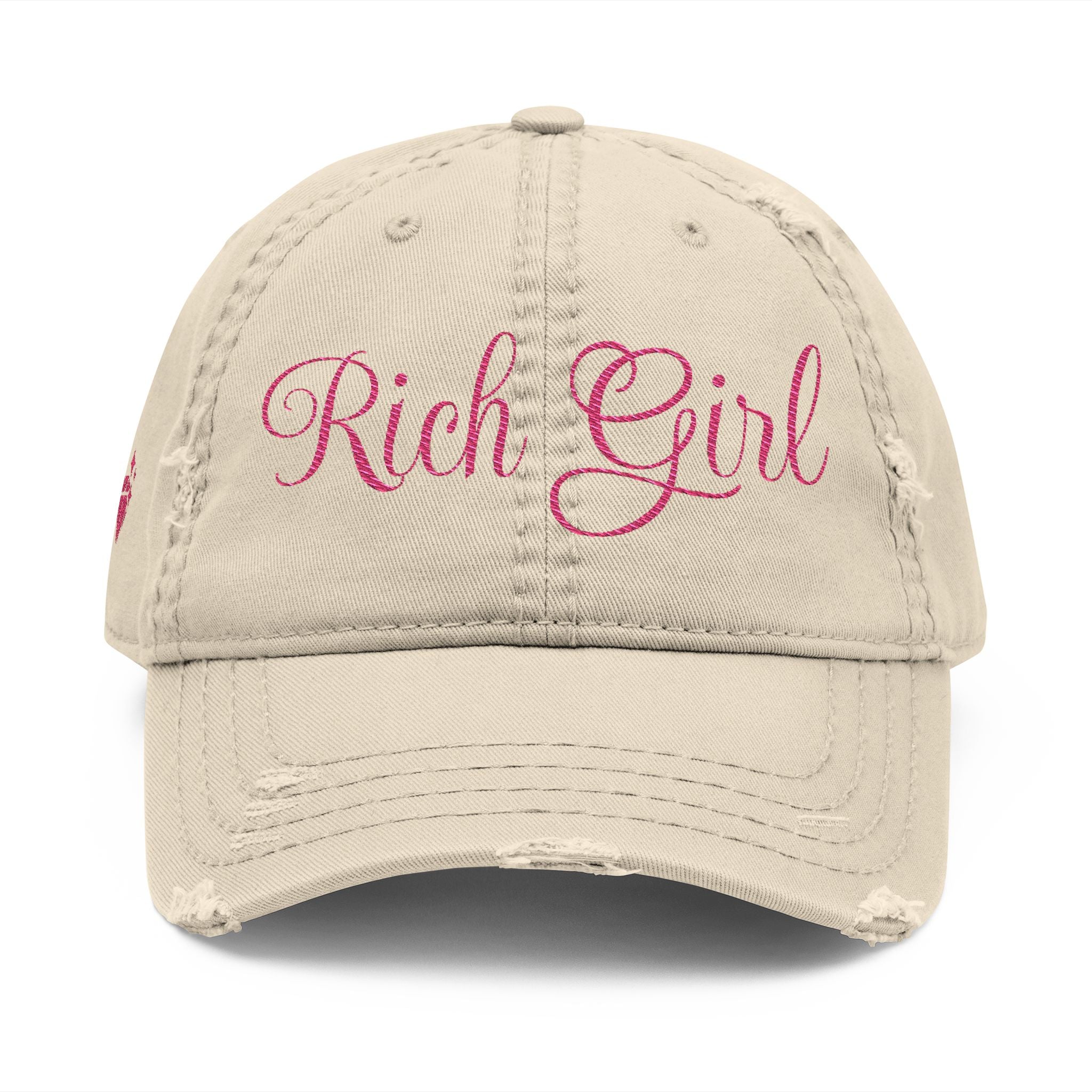 Rich Girl Distressed Embroidery Cap