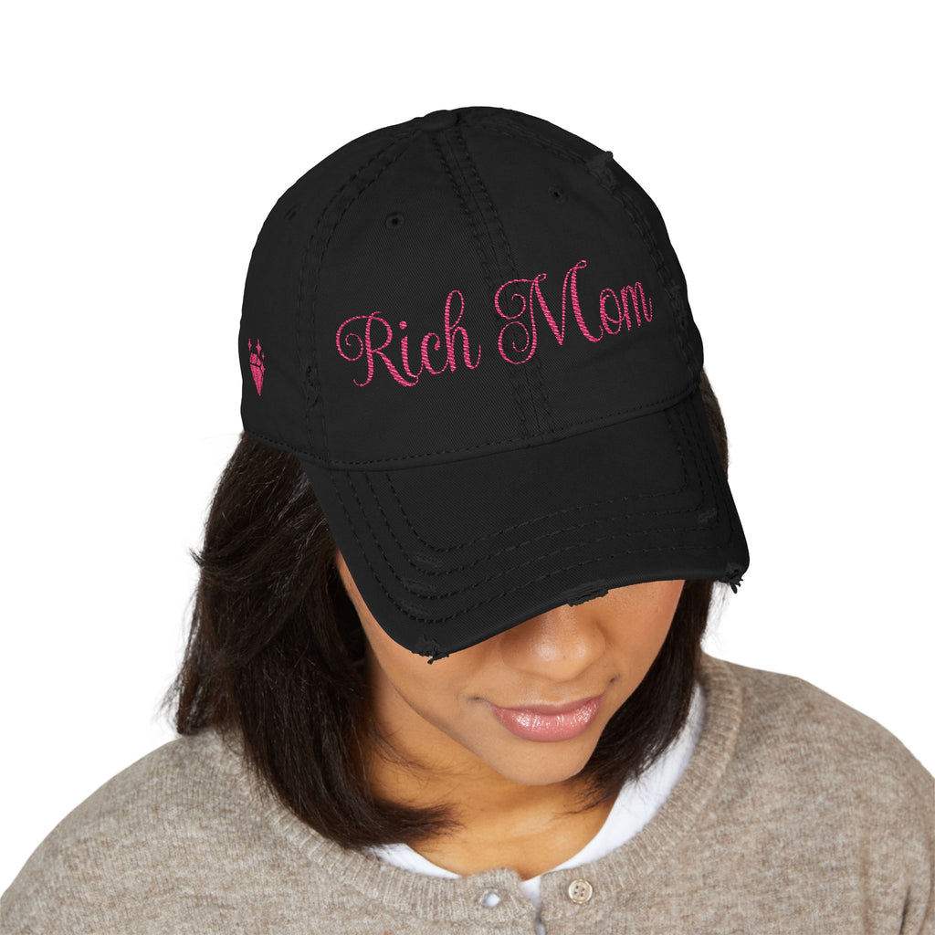 Rich Mom Distressed Embroidery Cap