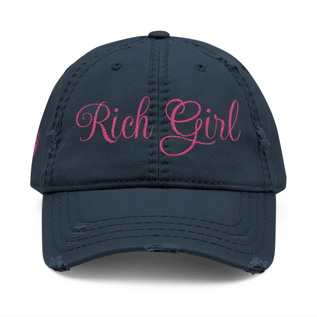 Rich Girl Distressed Embroidery Cap