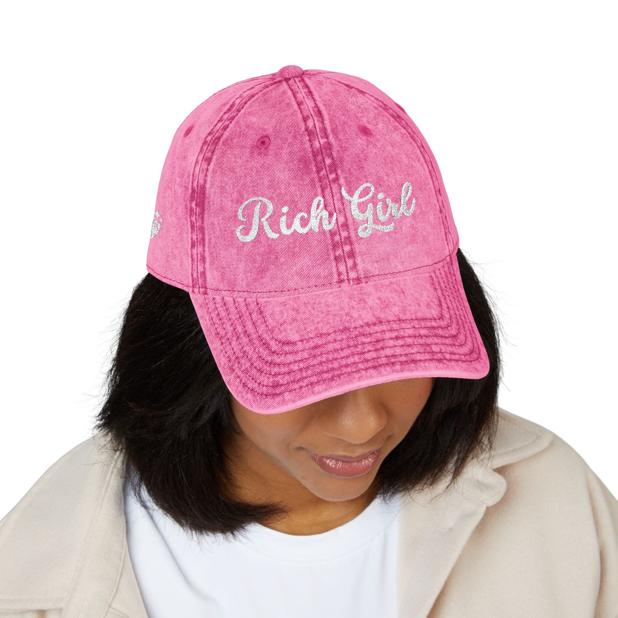 Rich Girl Vintage Cap, Embroidery Adjustable Cap