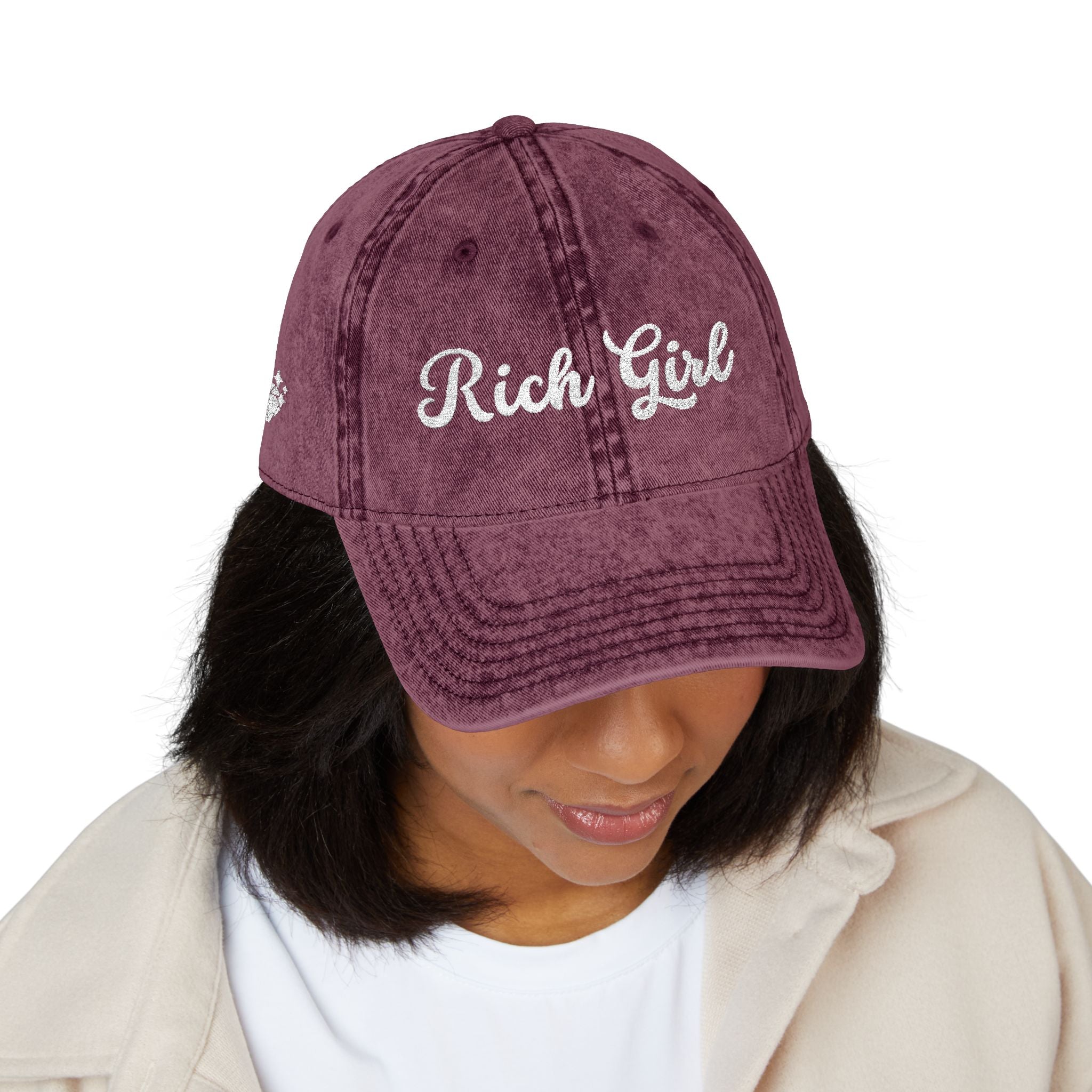 Rich Girl Vintage Cap, Embroidery Adjustable Cap