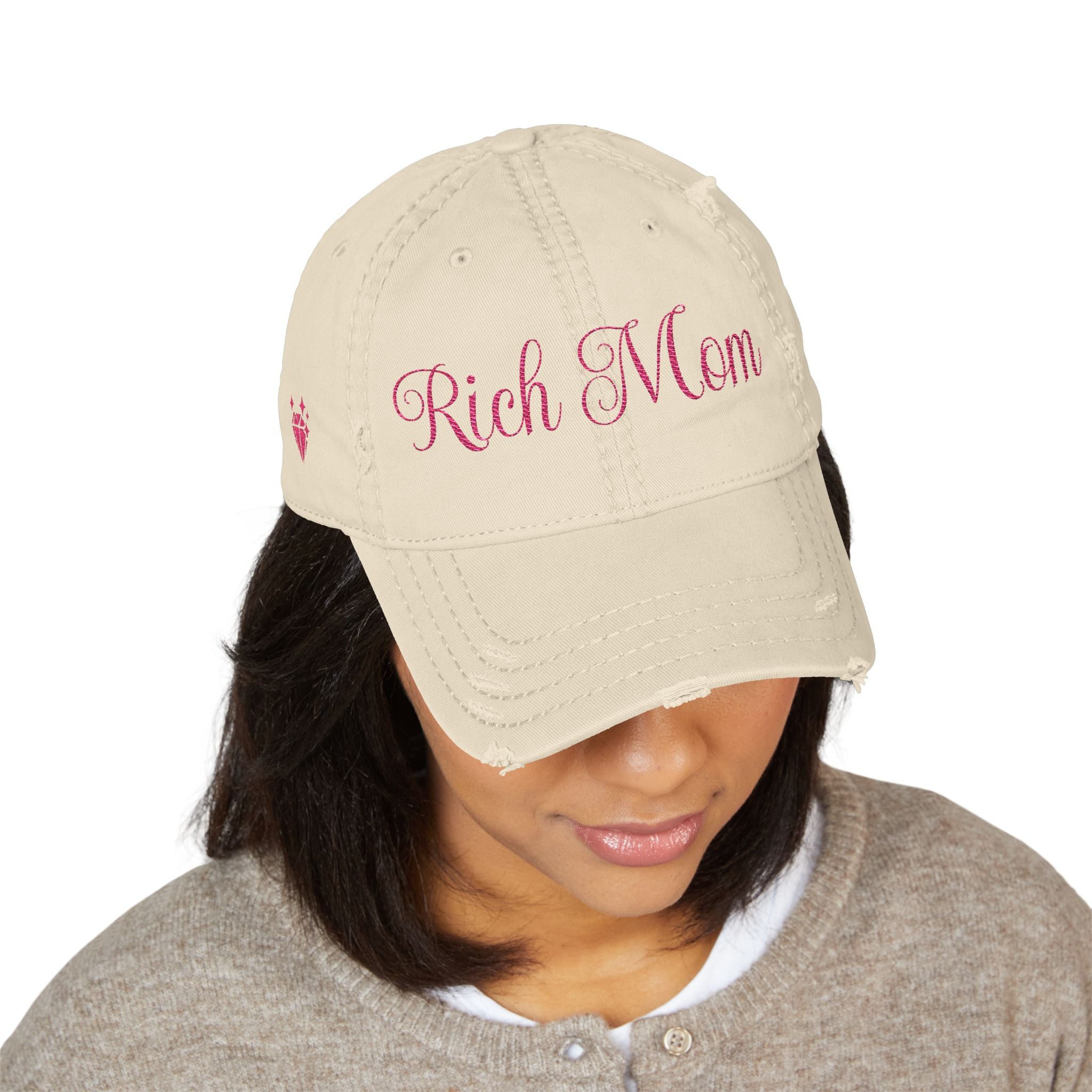 Rich Mom Distressed Embroidery Cap