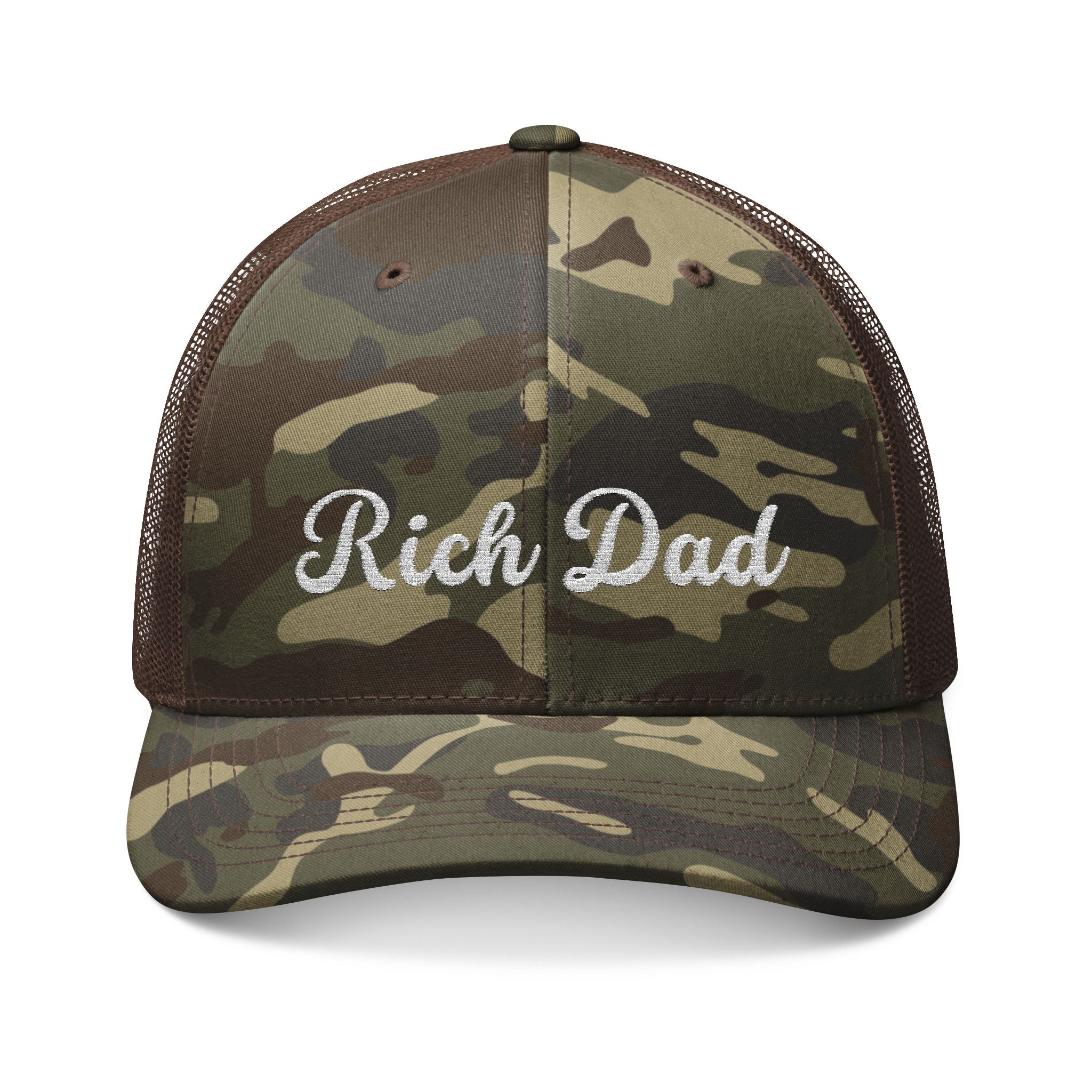 Rich Dad Camouflage Trucker hat, Embroidery Cap