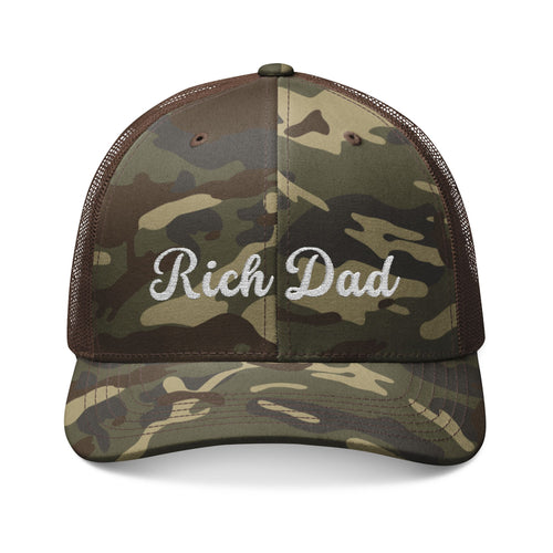 Rich Dad Camouflage Trucker hat, Embroidery Cap