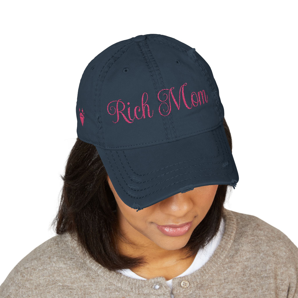 Rich Mom Distressed Embroidery Cap