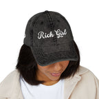 Rich Girl Vintage Cap, Embroidery Adjustable Cap