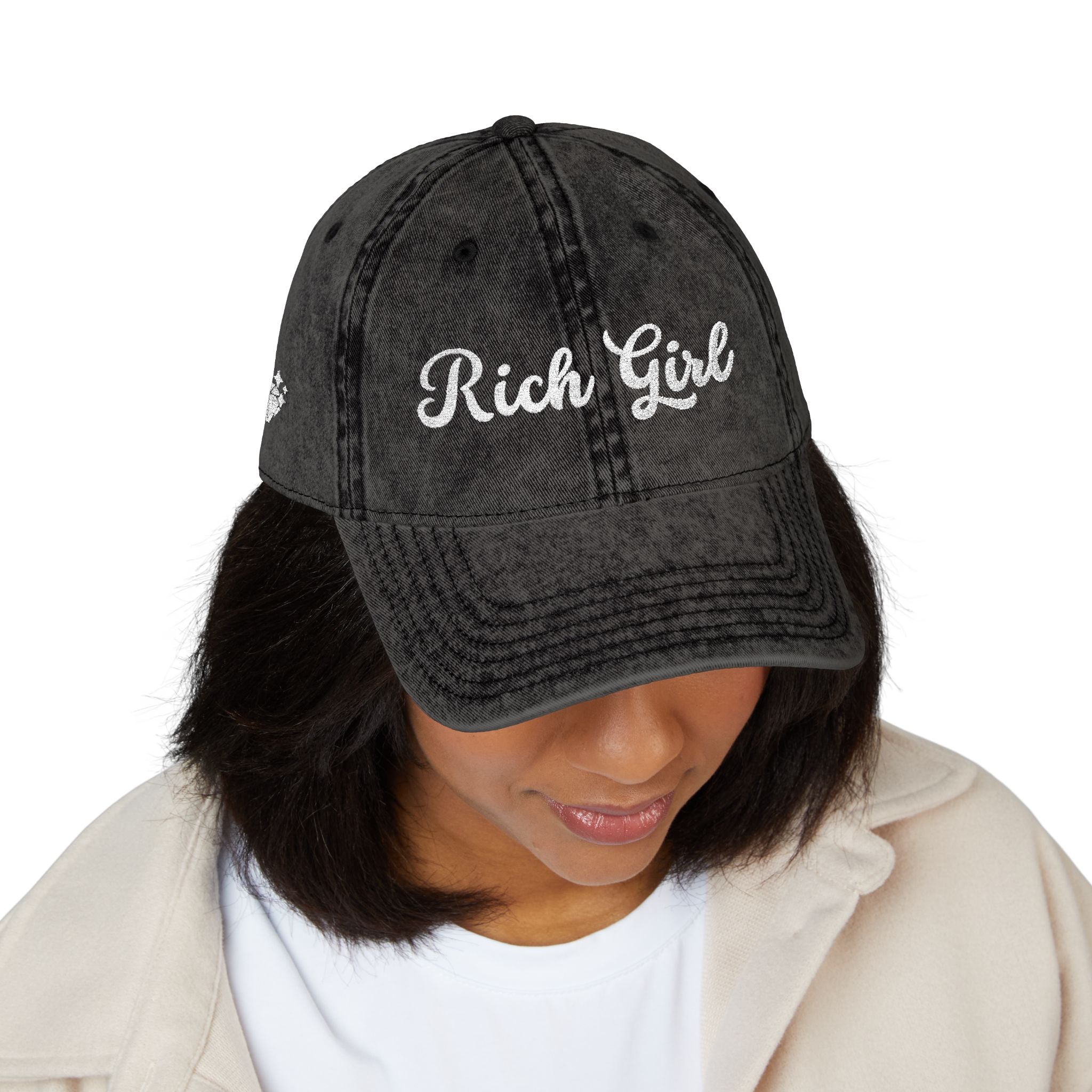 Rich Girl Vintage Cap, Embroidery Adjustable Cap