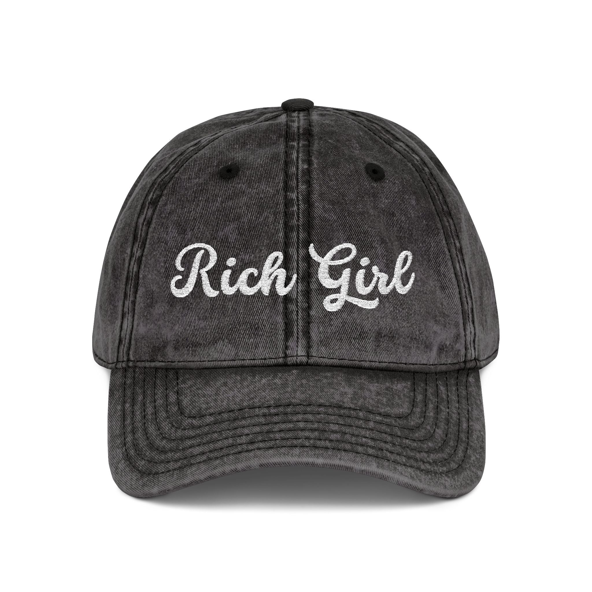 Rich Girl Vintage Cap, Embroidery Adjustable Cap