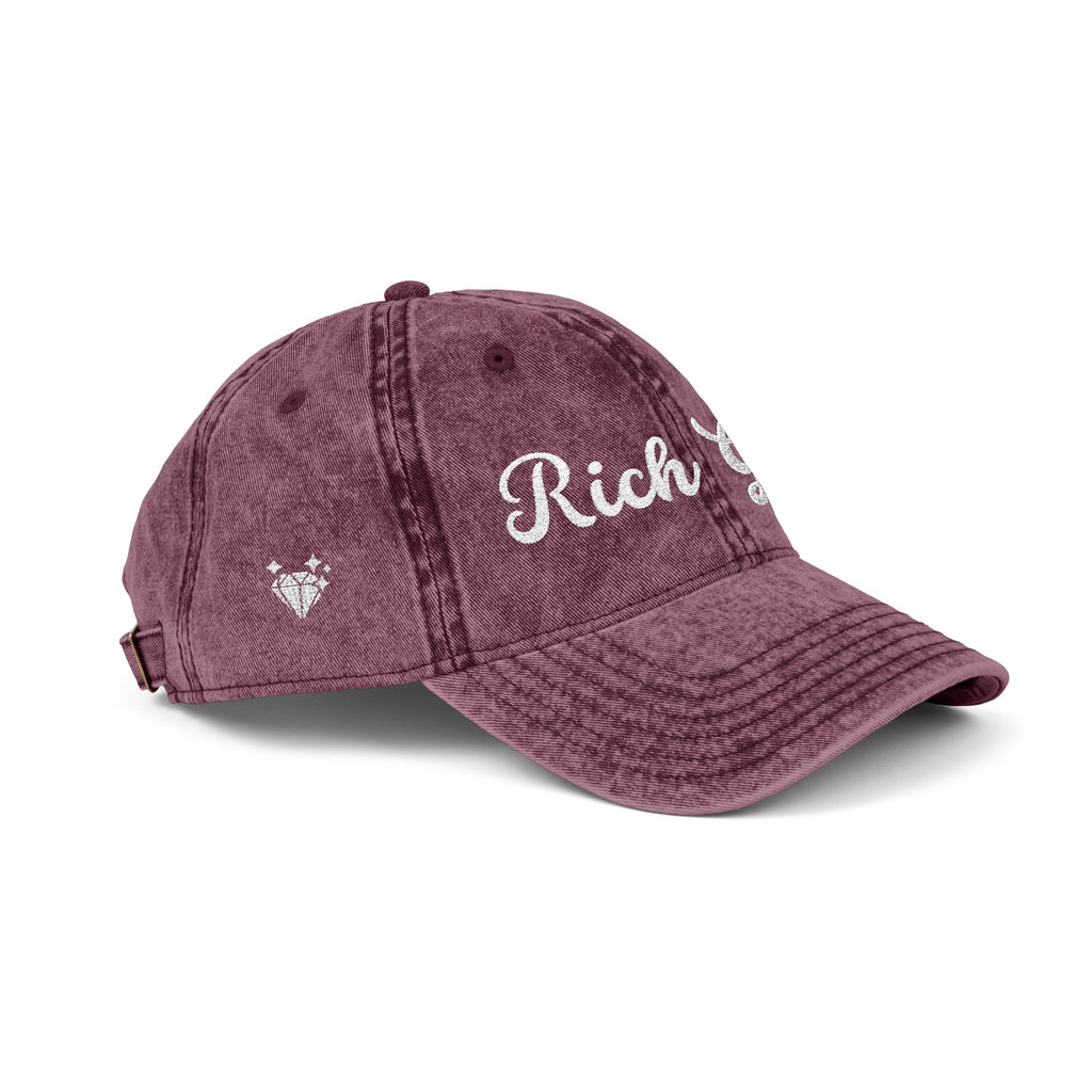 Rich Girl Vintage Cap, Embroidery Adjustable Cap