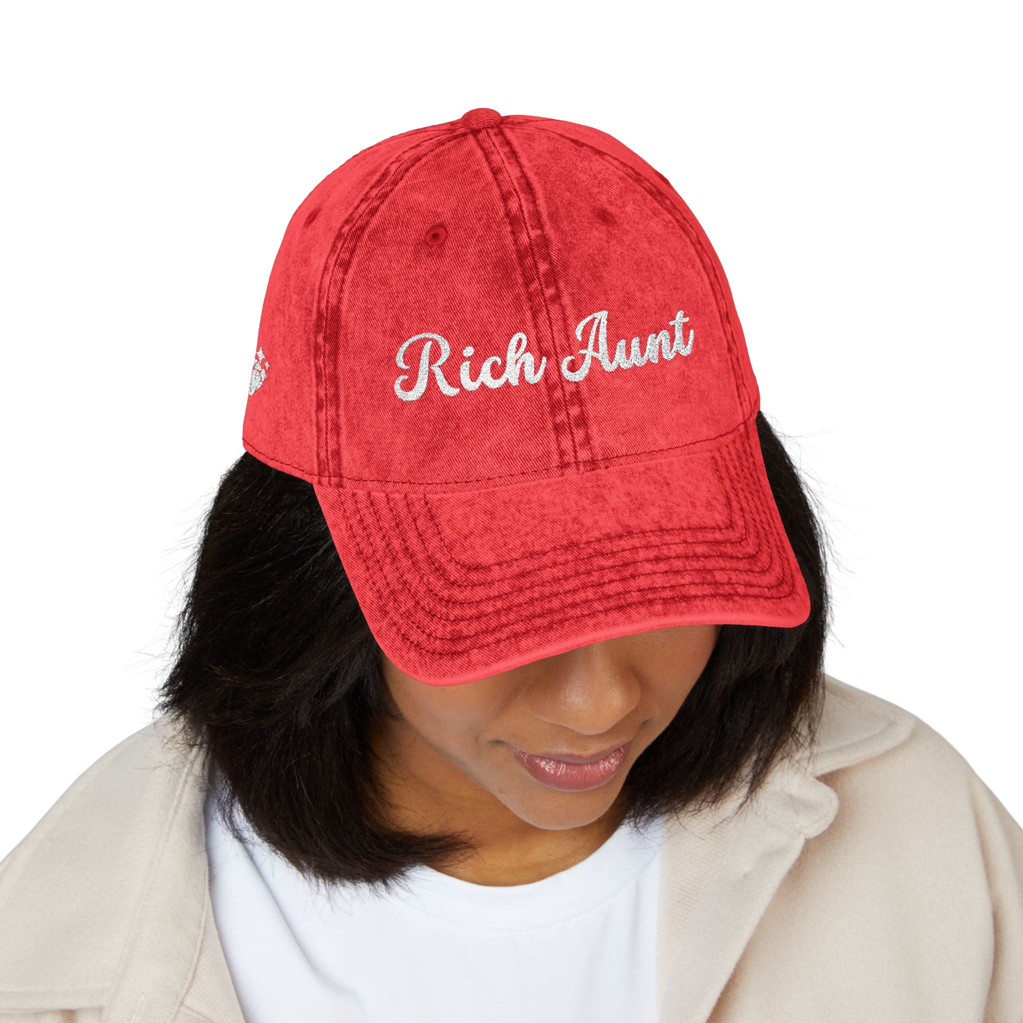 Rich Aunt Vintage Cap, Embroidery Adjustable Cap